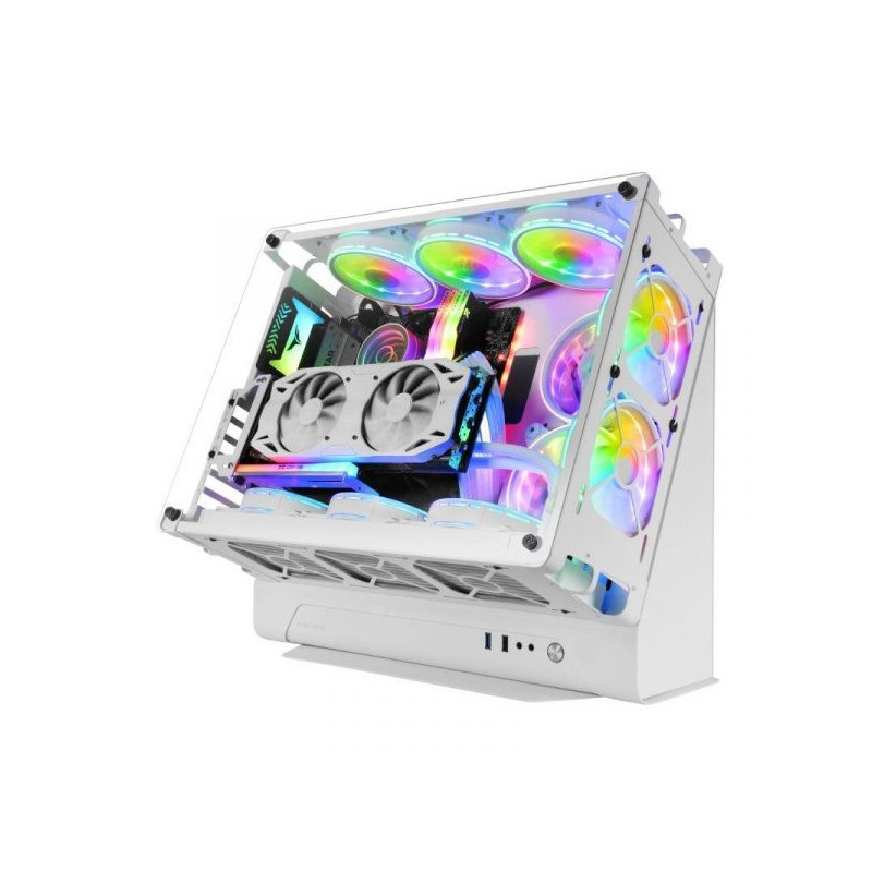 Caja microatx gaming mars gaming mcb white dise?o custom premium sistema modular sin fuente de alime