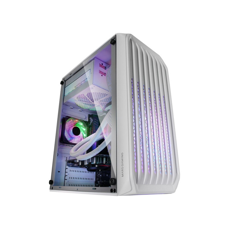 Caja microatx gaming mars gaming mc-s2 white frontal con ventilador frgb ventana lateral sin fuente