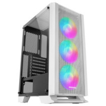 Caja atx mars gaming mc-c white frontal metal-mesh con 3 ventiladores frgb ventana