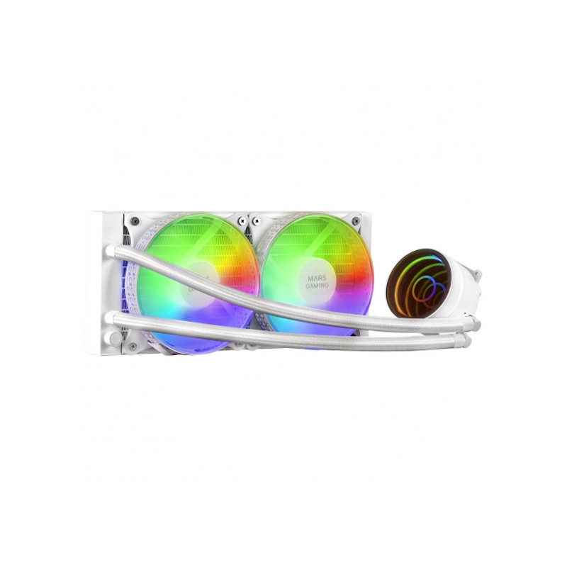 Sistema de refrigeracion liquida mars gaming ml-one240 white 2x (12x12) iluminacion frgb tpd 400w pa