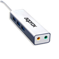 Tarjeta de sonido usb 5.1 approx appusb51hub + hub usb-a a 3xusb 3.0