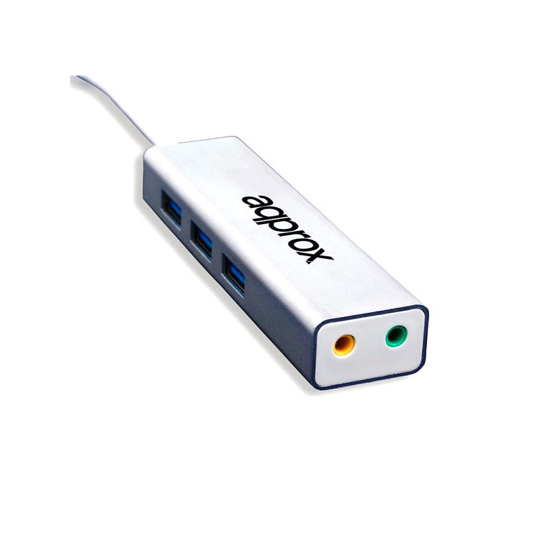 Tarjeta de sonido usb 5.1 approx appusb51hub + hub usb-a a 3xusb 3.0