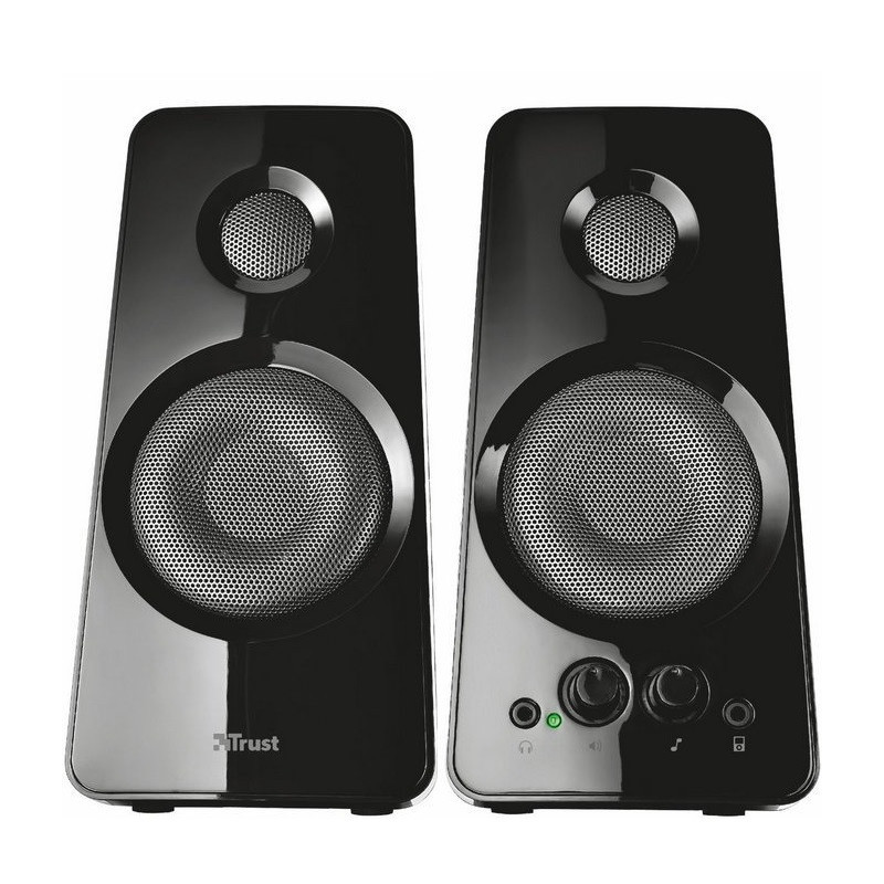 Altavoces 2.0 trust 2.0 tytan 18w rms 36w max autoalimentado usb conexion frontal auriculares negro
