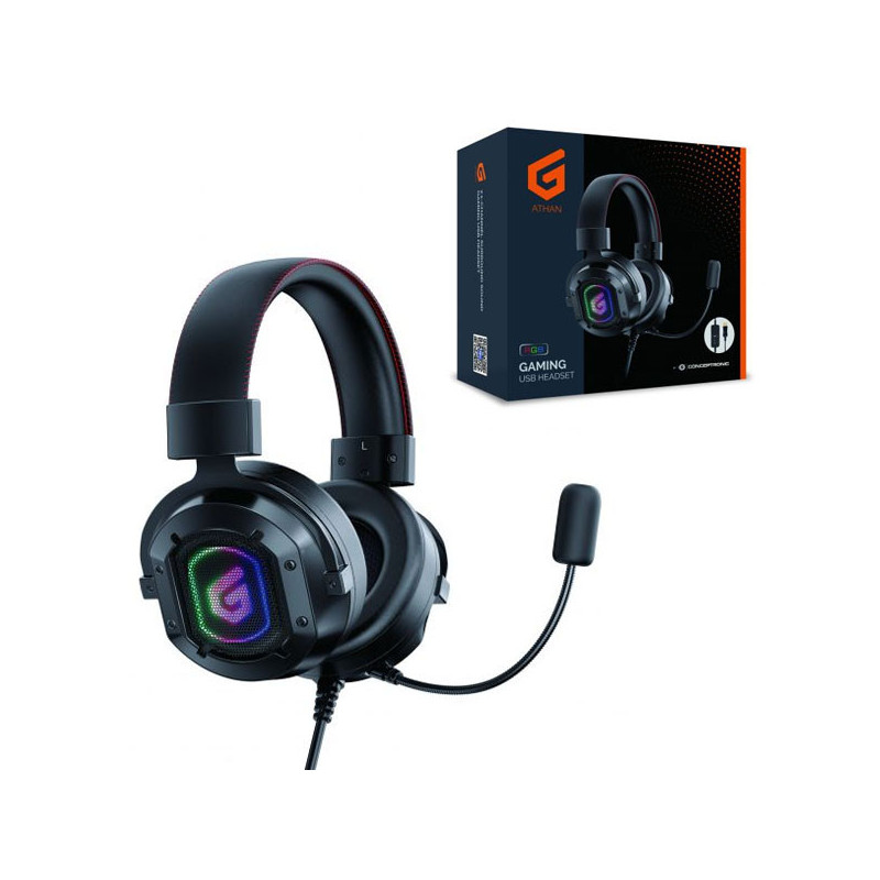 Headset usb gaming 7.1 athan02b rgb compatible pc, ps3, ps4 conceptronic