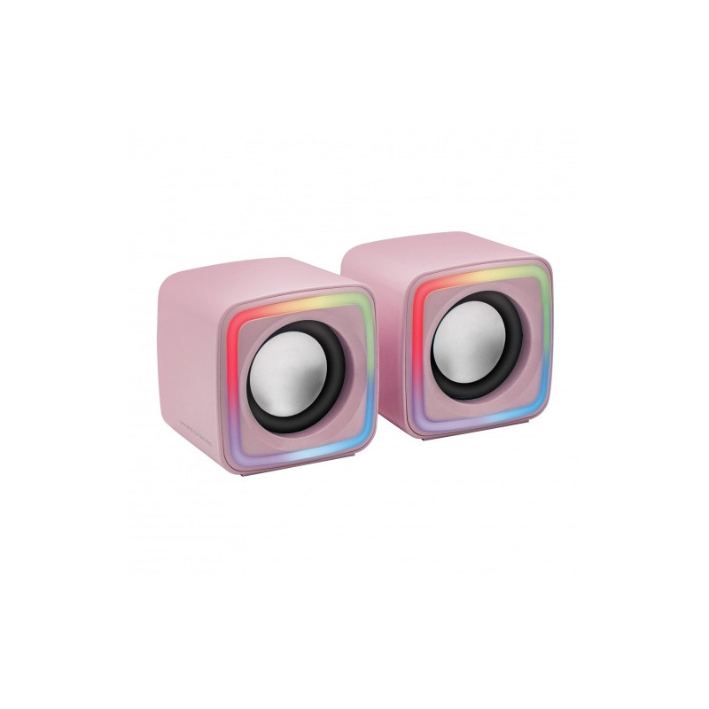 Altavoces 2.0 mars gaming mscube pink 8w rms sonido dsp espacial iluminacion rgb