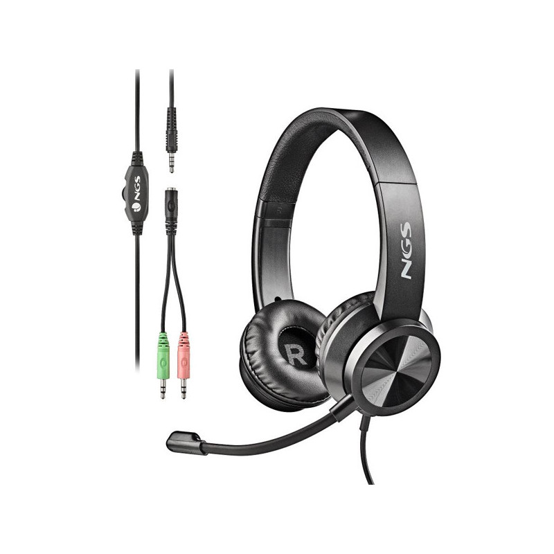 Headset ngs msx11 pro estereo 20hz/105db jack 3.5+adaptador doble ne