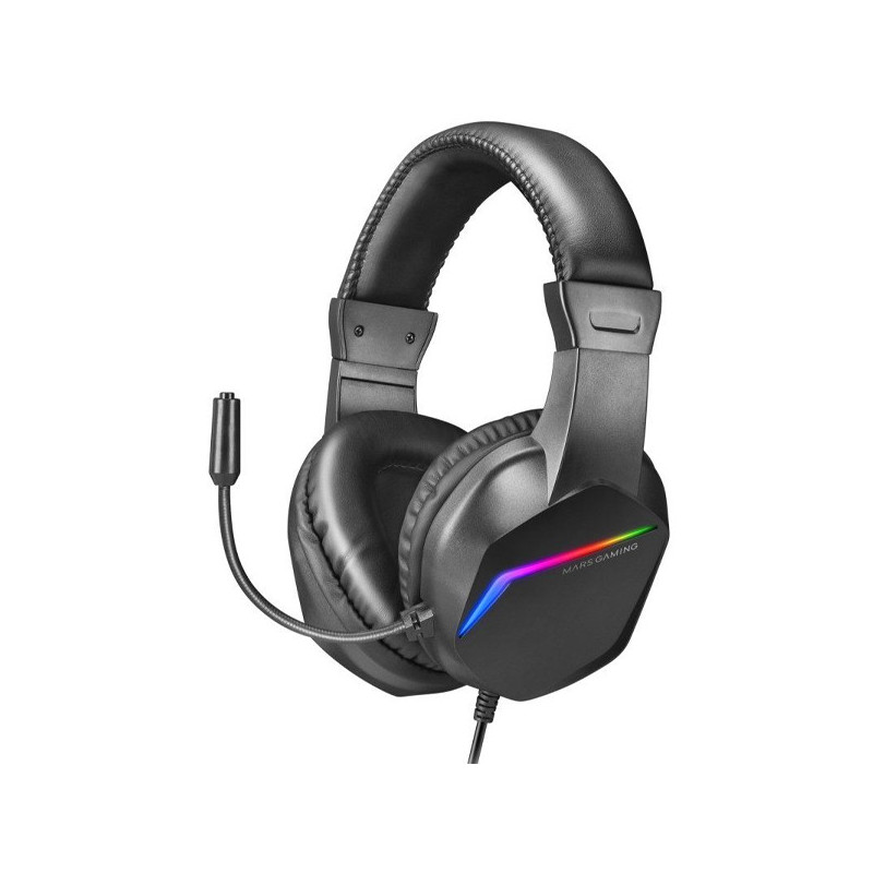 Headset mars gaming mh122 black ultra ligeros 184g drivers de neodimo 50mm microfono flexible jack 3