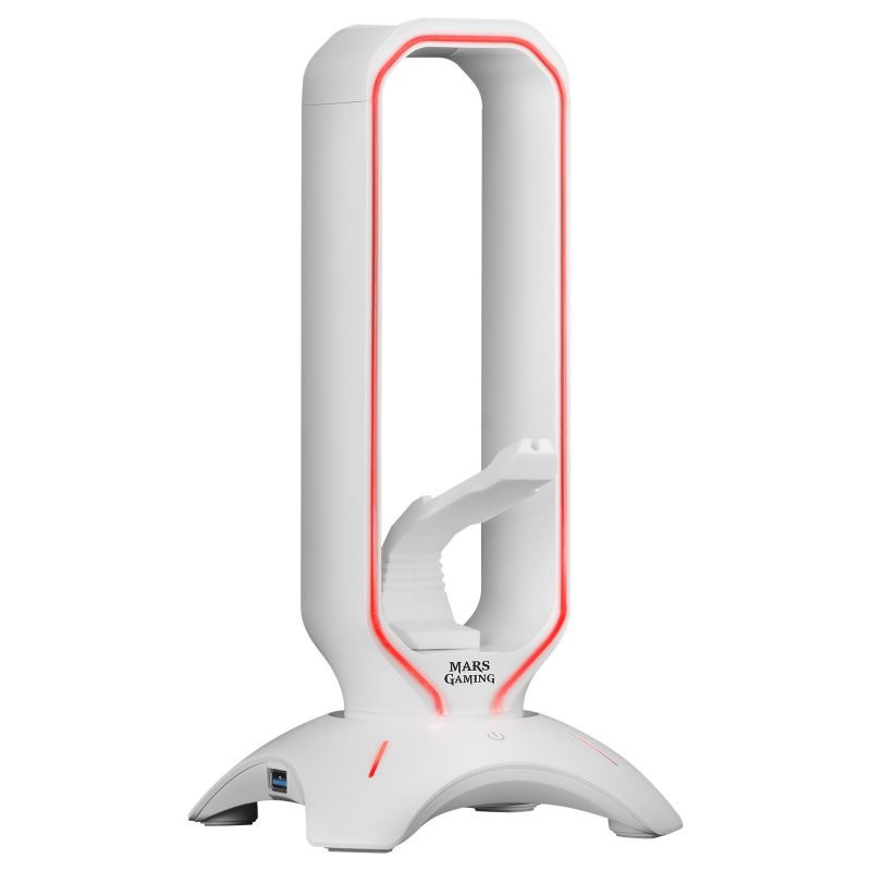 Soporte mars gaming mhhpro white para auriculares con hub usb 3.0 2p y bungee pra mouse con iluminac