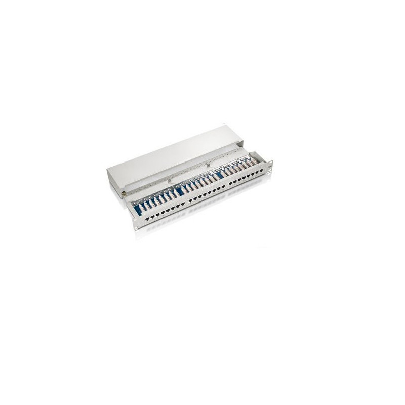 Patch panel 16 puertos categoria 5e apantallado (ral7035)