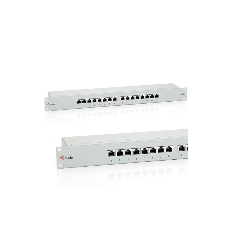 Patch panel 16 puertos categoria 6 apantallado color gris claro