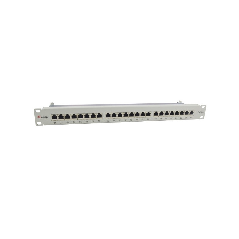 Patch panel 24 puertos categoria 6a apantallado color gris claro