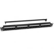 Patch panel 24 puertos utp categoria 6 1u color negro