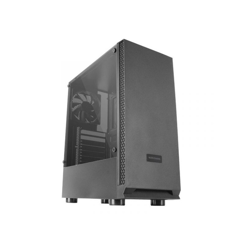 Caja atx mars gaming mcn2 color grafito frontal liso ventana lateral completa sin fuente d