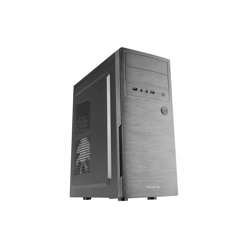Caja atx tacens initiox black frontal con acabado aluminio pulido 2xbahia externa 5.25\ 2x"