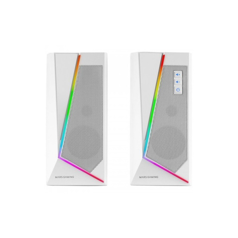 Altavoces 2.0 bluetooth mars gaming ms7 white 20w rms iluminacion rgb dinamico procesador dsp