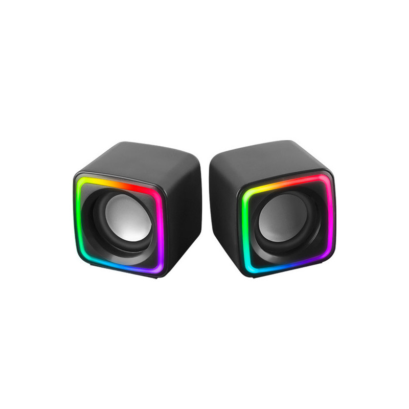 Altavoces 2.0 mars gaming mscube black 8w rms sonido dsp espacial iluminacion rgb