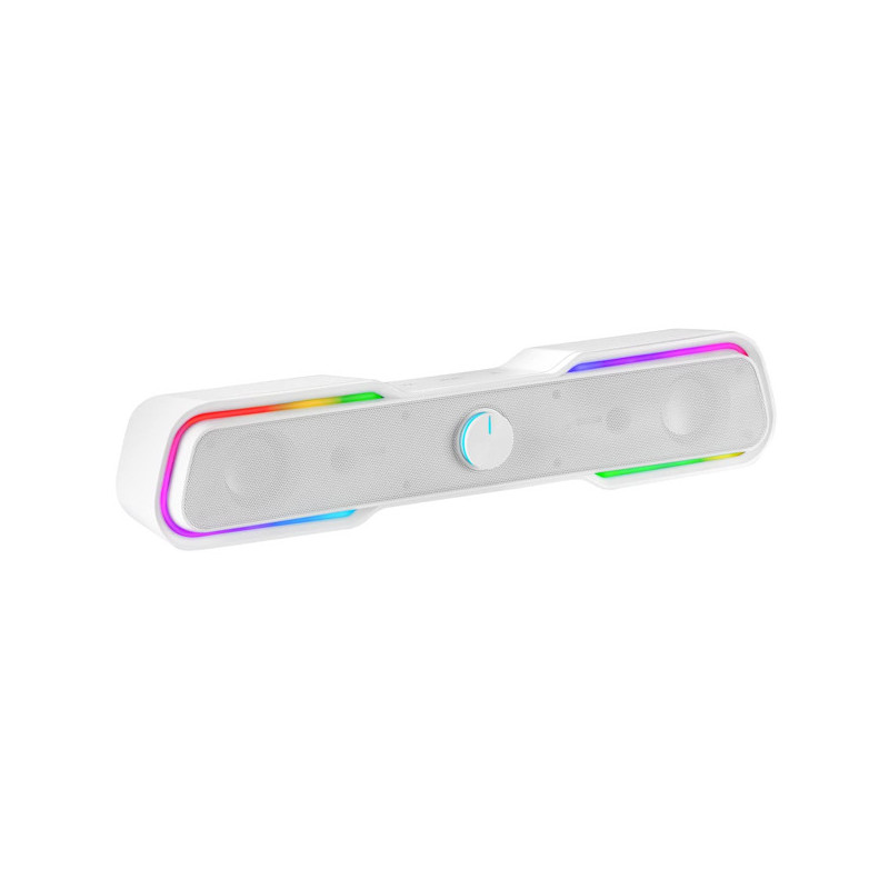 Barra de sonido bluetooth mars gaming msbx white 10w rms iluminacion rgb dinamico procesador dsp