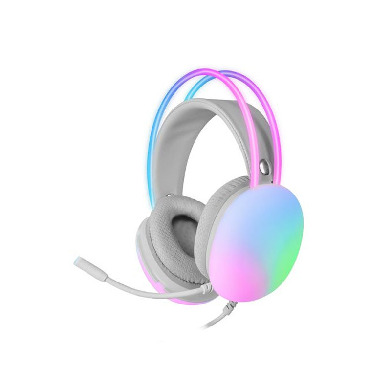 Headset mars gaming mh-glow white jack 3.5mm y alimentacion por usb iluminacion 360? chroma en diade