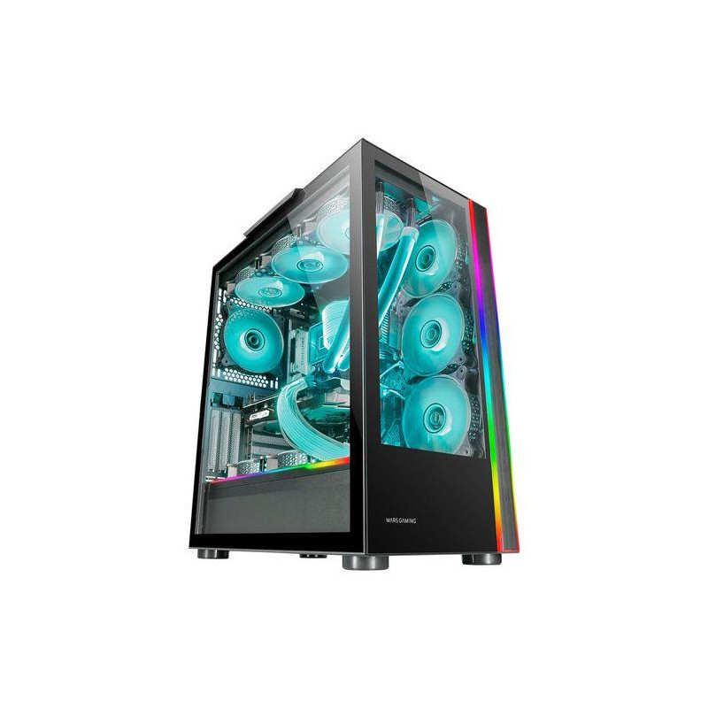 Caja e-atx mars gaming mc-ultra black doble linea argb frontal y lateral de cristal tem