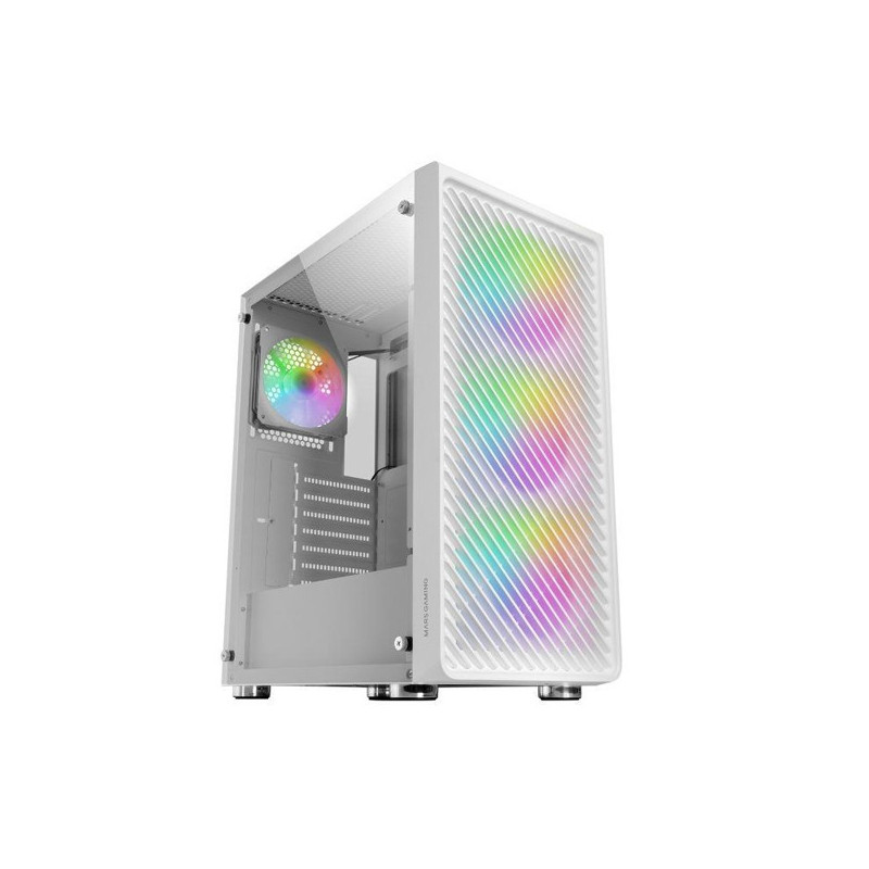 Caja atx mars gaming mc-f white frontal metal mesh 3 ventiladores argb 120mm +1 tra