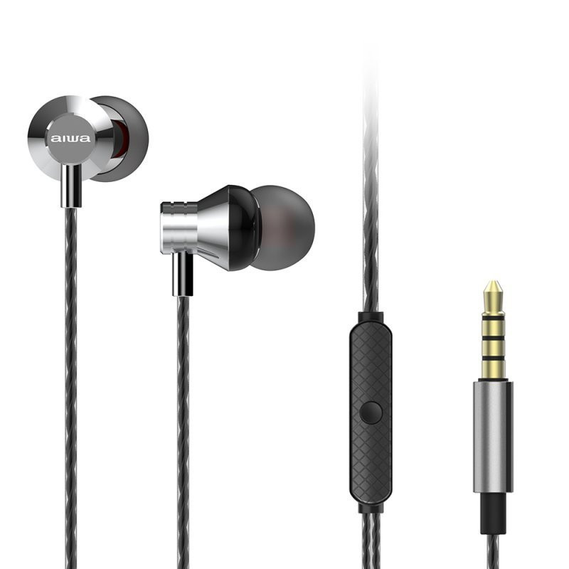 Auricular intrauditivo aiwa estm-50sl silver 3.5mm driver neodimio 10mm dinamico micro controlador