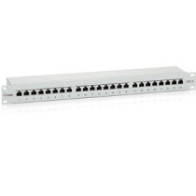 Patch panel 24 puertos premium categoria 6 apantallado color gris claro