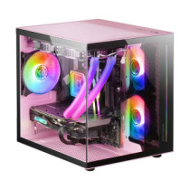 Caja microatx cube gaming mars gaming mc-view black/pink frontal y lateral de cristal templado conti