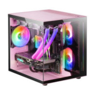 Caja microatx cube gaming mars gaming mc-view black/pink frontal y lateral de cristal templado conti