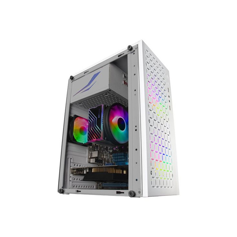 Caja microatx gaming mars gaming mc-core white frontal metal-mesh con 2 ventiladores frgb 120mm vent