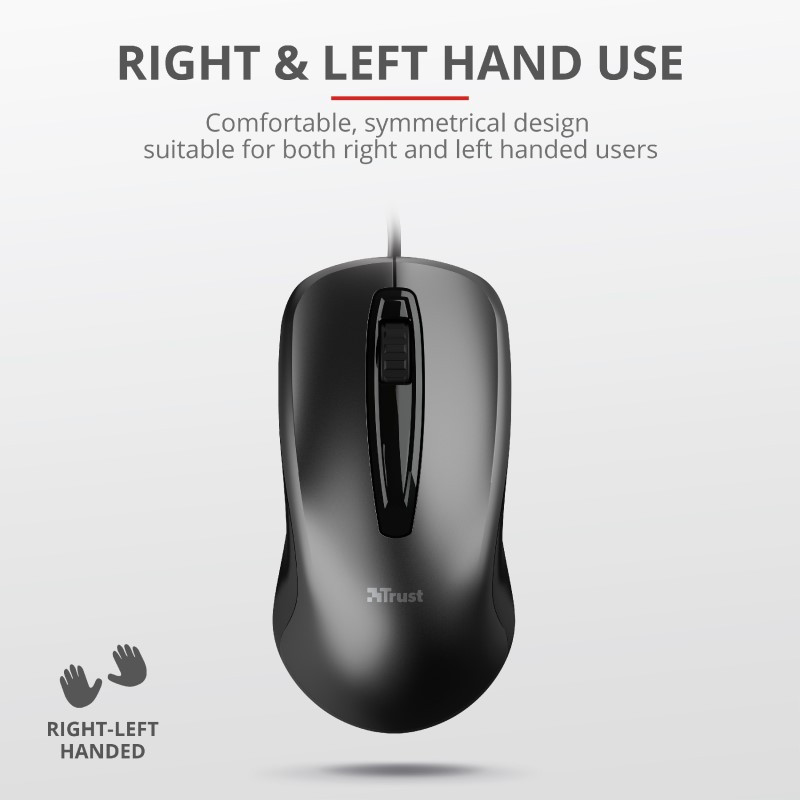 Mouse trust carve usb 3 botones y rueda desplazamiento 1200dpi color negro 23733