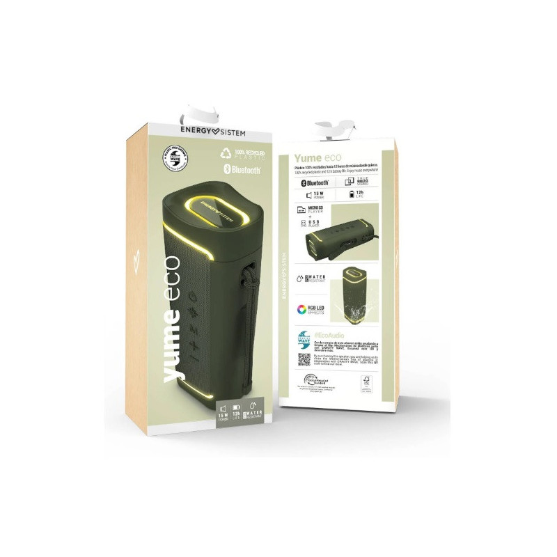 Altavoz bluetooth portable energy sistem yume eco true wireless bt 5.2 ipx6 potencia 15w usb/microsd