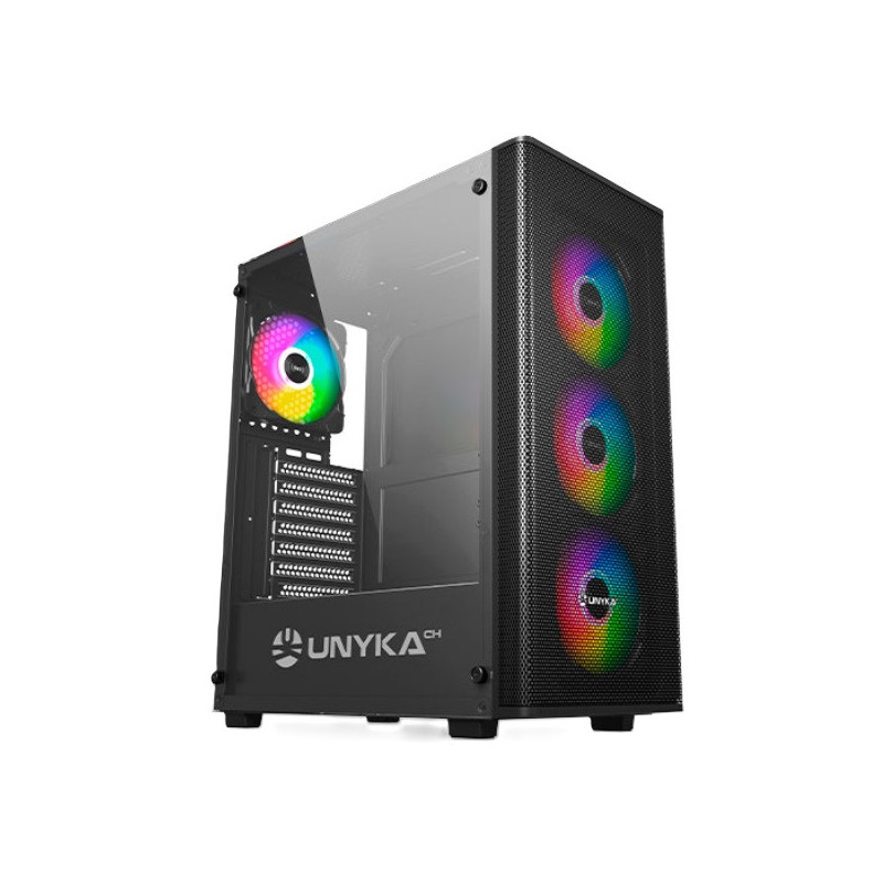 Caja atx unykach mir100 atx uk 511303 color negro panel lateral cristal templado 4v