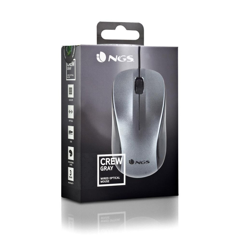 Mouse ngs crew gray con cable de 1200 dpi