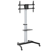 Soporte de suelo con ruedas equip para pantallas de 37-86\ color plata con estante max. vesa 600x400"