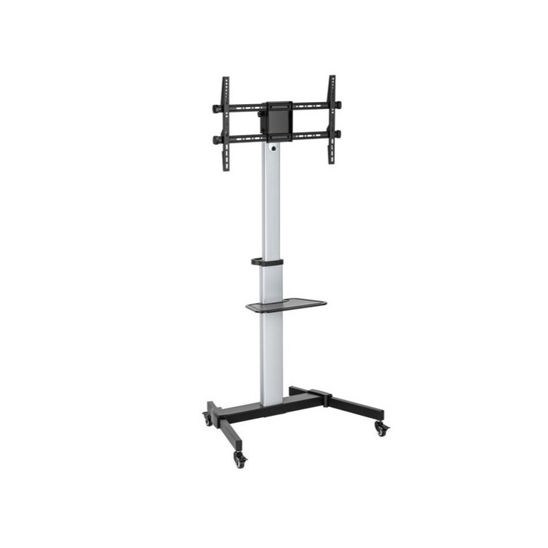 Soporte de suelo con ruedas equip para pantallas de 37-86\ color plata con estante max. vesa 600x400"