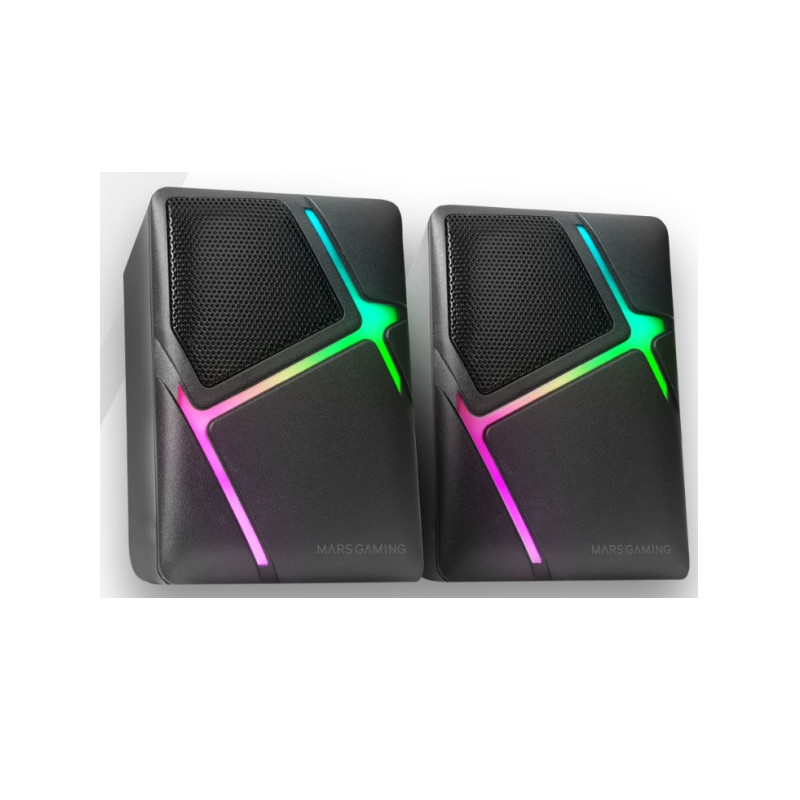 Altavoces 2.0 mars gaming ms-h negro 10w iluminacion rgb control de volumen jack 3.5mm