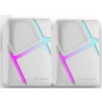 Altavoces 2.0 mars gaming mshw blanco 10w iluminacion rgb control de volumen jack 3.5mm