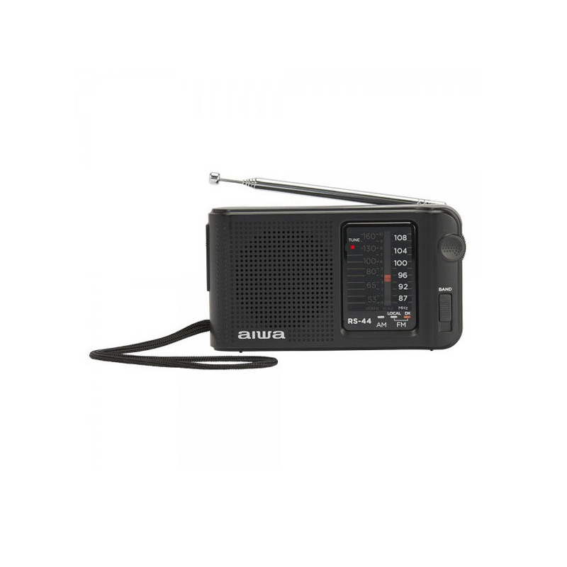 Radio analogica portatil aiwa rs-44 am/fm altavoz integrado jack 3.5mm negro vintage