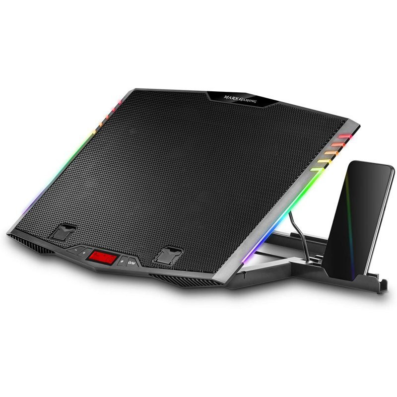 Base de refrigeracion para portatiles mars gaming mnbc5 con soporte adicional de movil/tablet para p