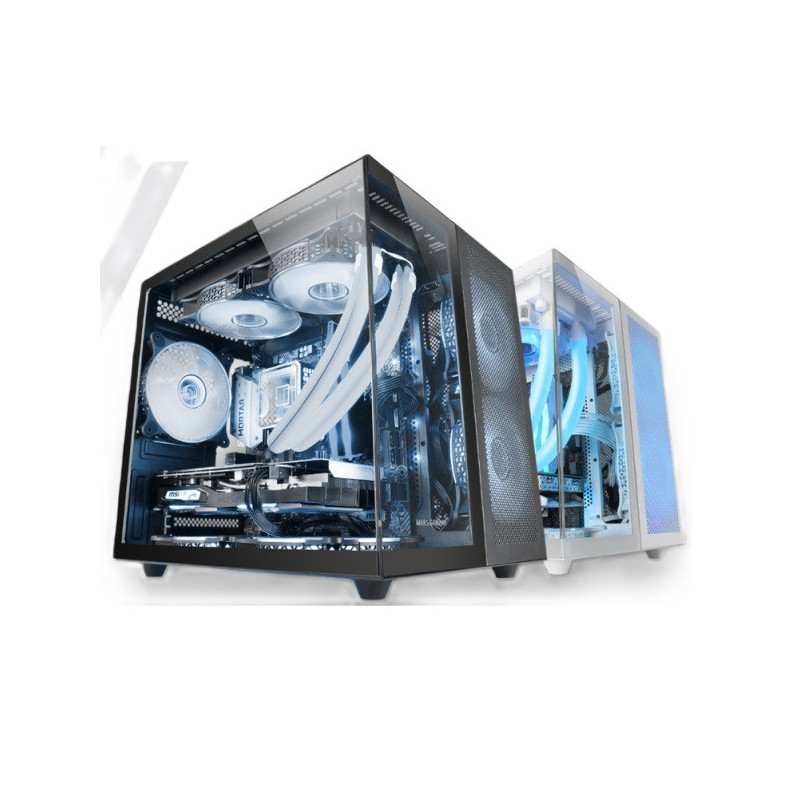 Caja microatx cube gaming mars gaming mcnovam negra doble panel de cristal templado doble camara rej