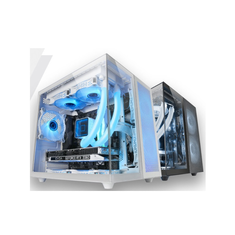Caja microatx cube gaming mars gaming mcnovam blanca doble panel de cristal templado doble camara re