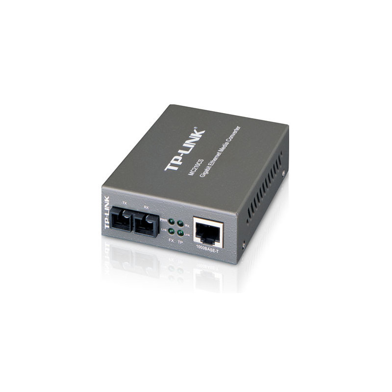 Convertidor fibra tp-link mc210cs rj45 giga a fibra monomodo sc 1000mb fullduplex hasta 15km montaje