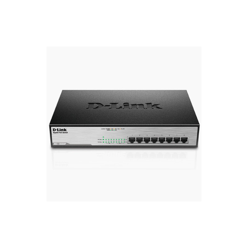 Switch no gestionable d-link dgs-1008mp giga poe (140w) rack