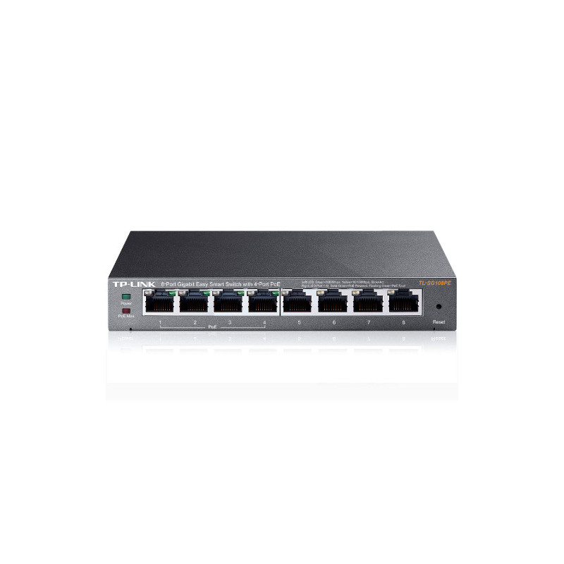 Switch semigestionable tp-link sg108pe 8p giga alimentacion poe 55w carcasa metalica