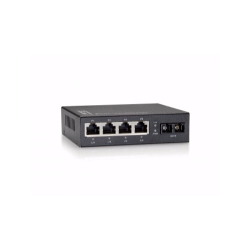Switch level one no gestion 4 puertos 10/100 + 1 puerto fibra sc 100basefx multimodo hasta 2km