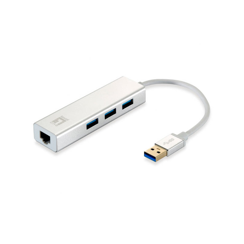 Adaptador usb 3.0 a gigabit ethernet rj45 level one con hub usb 3.0
