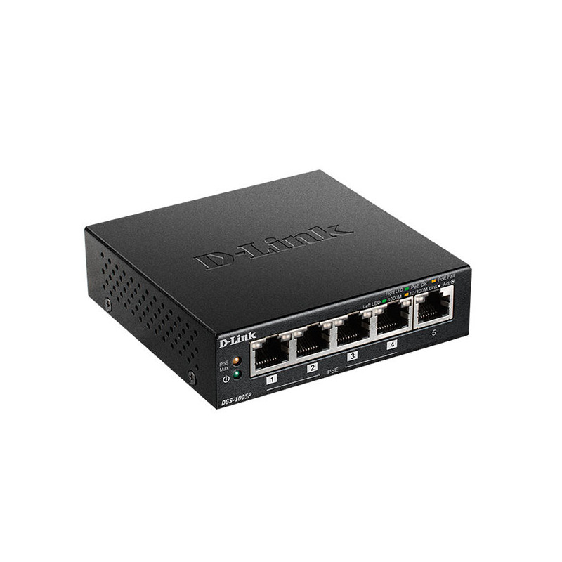 Switch no gestionable d-link dgs-1005p 5p giga con 4p poe (60w) sobremesa no rack