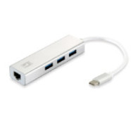 Adaptador usb-c a gigabit ethernet rj45 level one con hub usb 3.0 3 puertos
