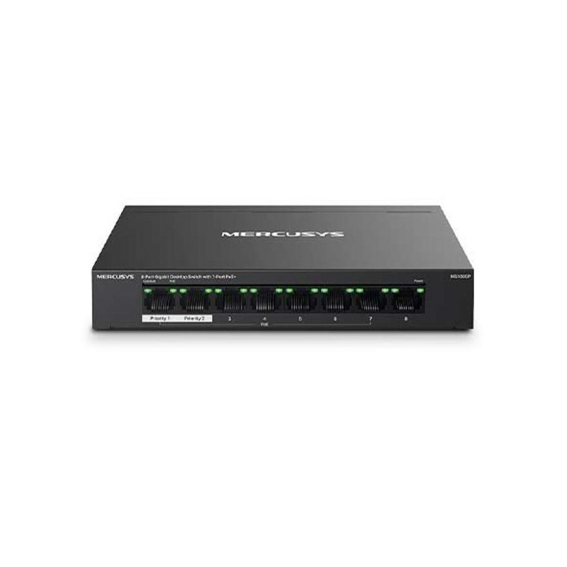 Switch poe+ no gestionable mercusys ms108gp 8p 10/100/1000 7p poe+ 65w ethernet mini desktop