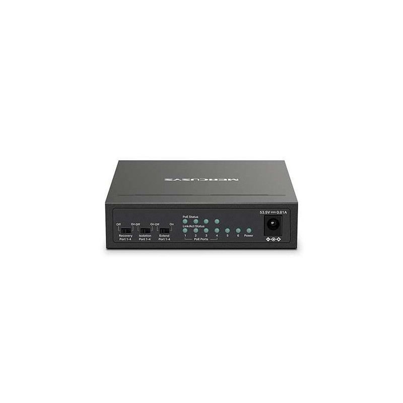 Switch poe+ no gestionable mercusys ms106lp 6p 10/100 con 4p poe+ 30w ethernet mini desktop